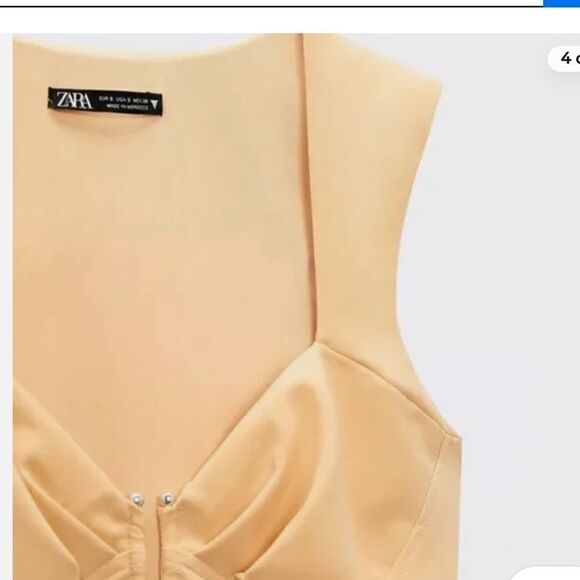 Zara Women's Bodysuit Sleeveless w/ Metal Detail Size S buttery yellow NWT - Picture 3 of 13